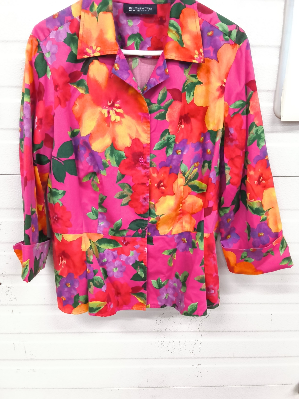Jones New York Signature Vibrant Floral Button-Down Blouse - Picture 4 of 5
